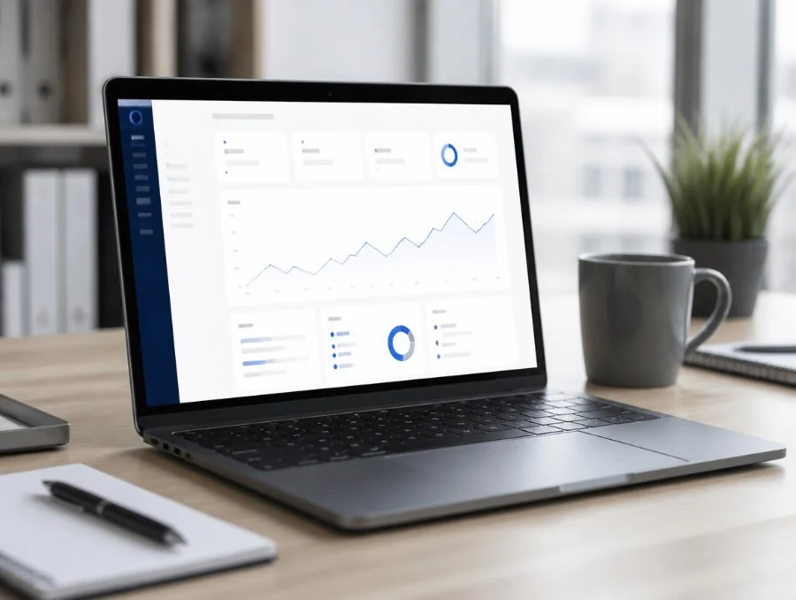 Interface d'un espace client sur ordinateur portable